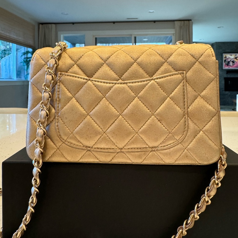 Chanel Classic Mini iridescent Gold with gold hardware - Picture 3 of 9